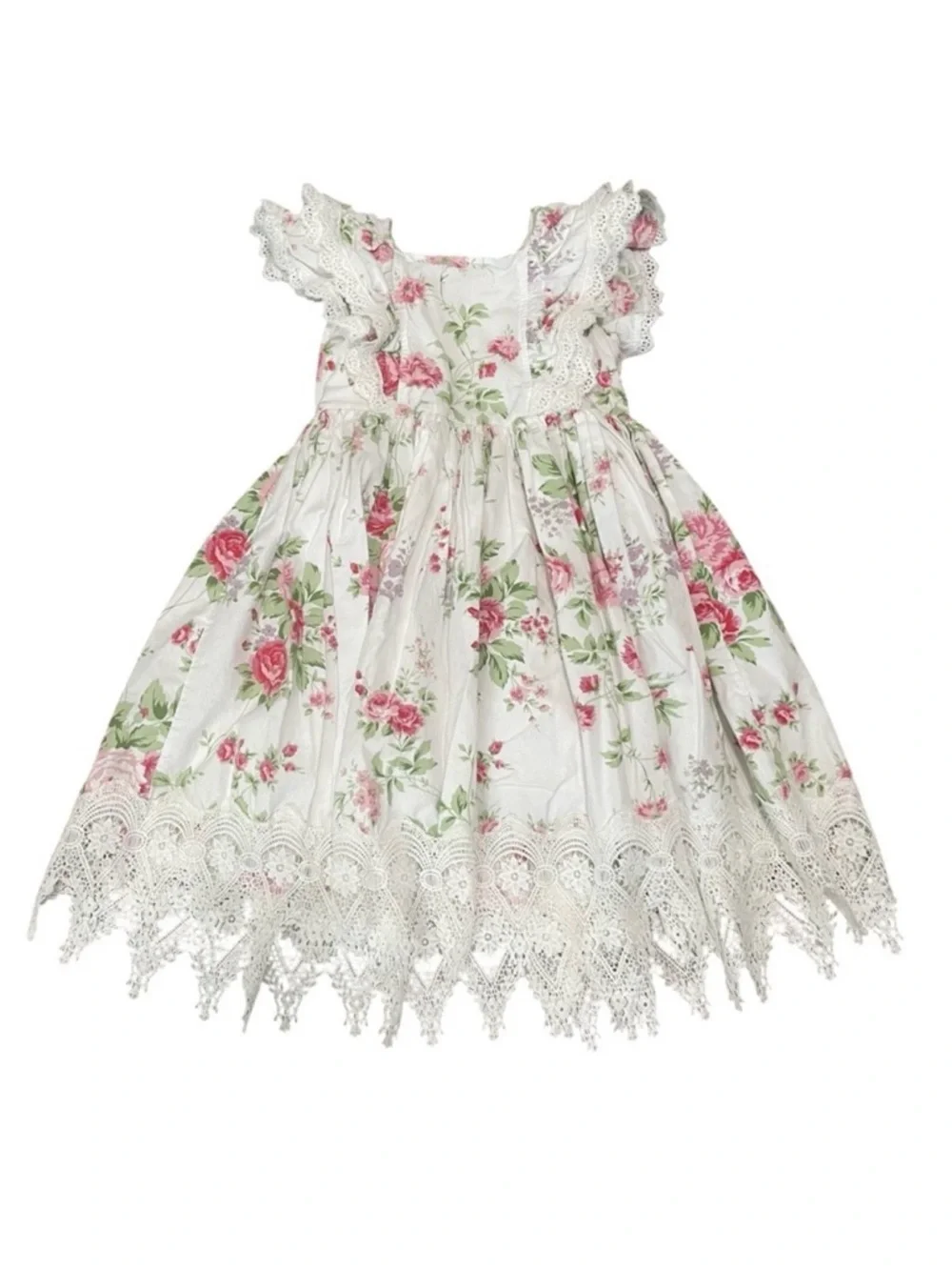 Trish Scully Girls Floral Lace Flutter Sleeve Dress | Size 6